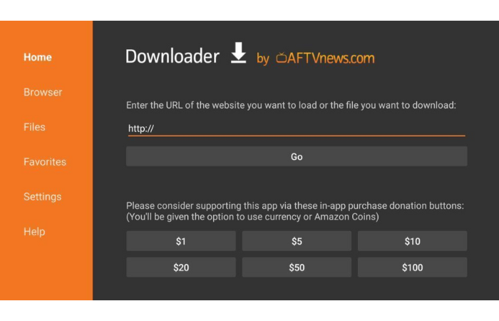 enter a url on downloader app