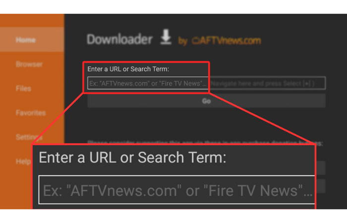 search bar in downloader app